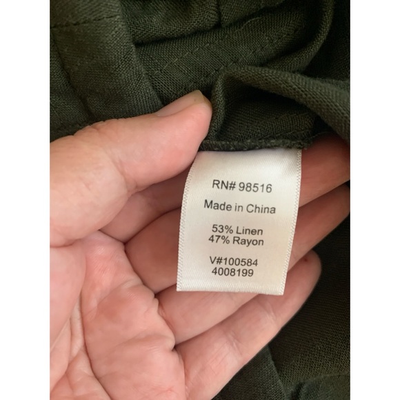 Coldwater Creek Linen Blend Green Wide Leg Trousers Women’s Size 12 - Picture 4 of 4